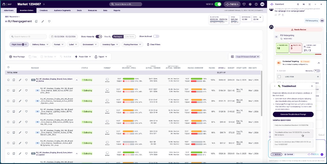 Nexxen DSP with AI diagnostics panel open