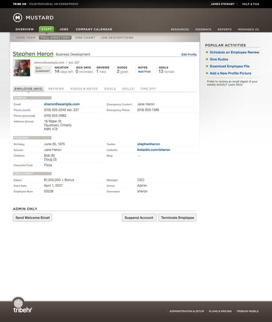 TribeHR employee profile